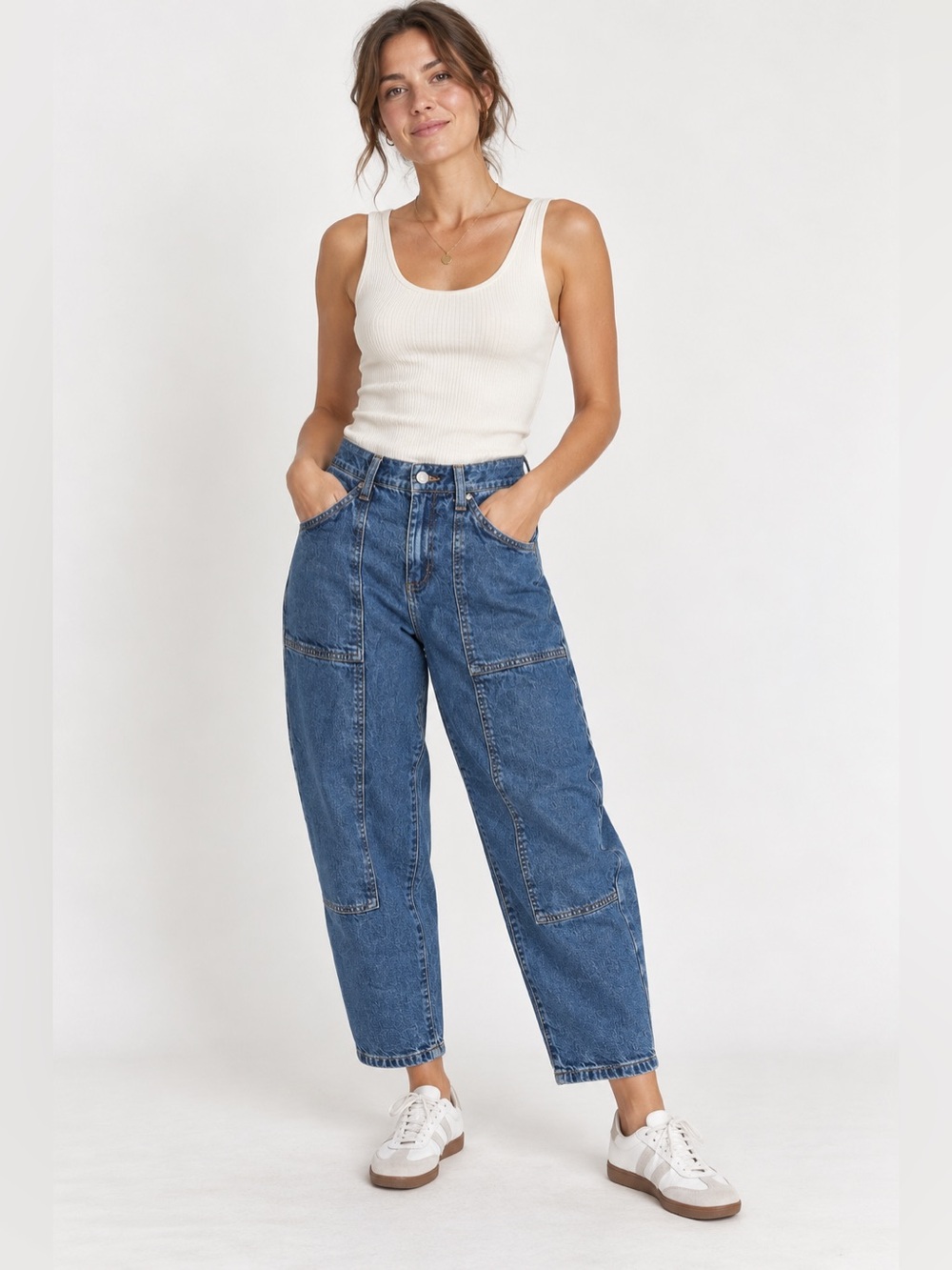 Banana Republic Barrel Mid-Rise Ankle Jeans Size 25/0 Blue Denim Curved Leg